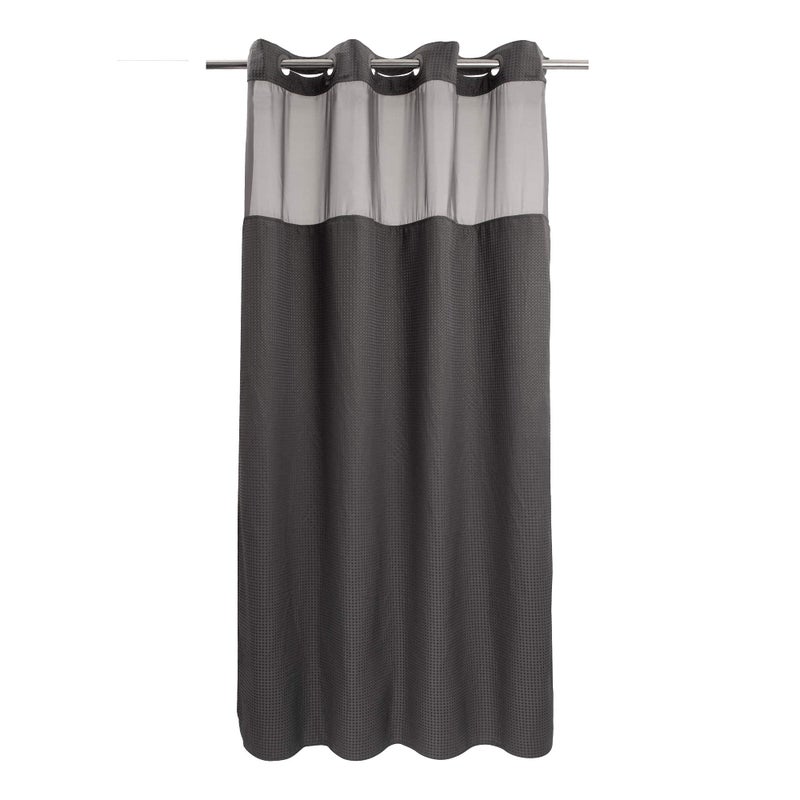 River Dream Heavyweight No Hooks Required Dotted Waffle Weave Shower Curtain with Snap in Liner -Stall 54W x 80H,Hotel Grade,Spa Like Bath Curtain,Graphite Grey - Image 5